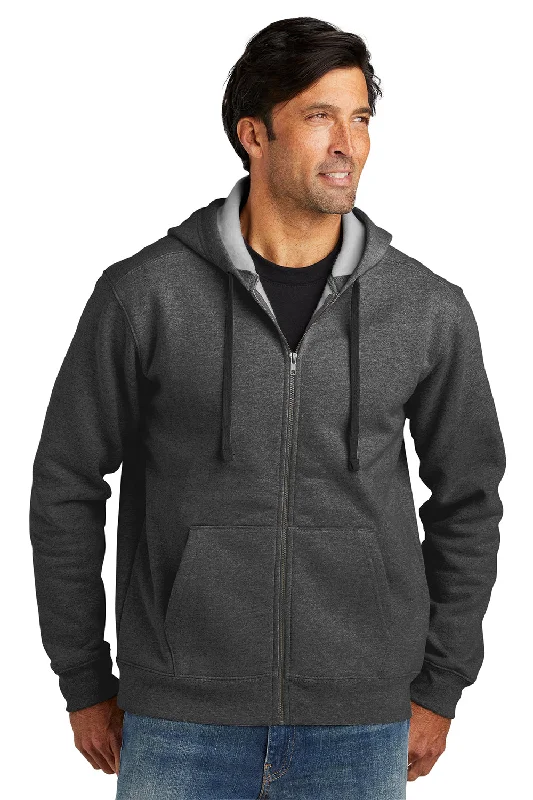 Men's modern training hoodie-Volunteer Knitwear Mens USA Made Chore Fleece Full Zip Hooded Sweatshirt Hoodie w/ Pockets - Heather Charcoal Grey