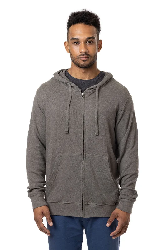 Men's summer performance hoodie-Econscious Mens Hemp Hero Full Zip Hooded Sweatshirt Hoodie w/ Pockets - Stonework Grey