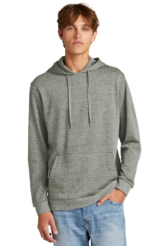 Men's weather-resistant casual hoodie-District Mens Perfect Tri Fleece Hooded Sweatshirt Hoodie w/ Pouch Pocket - Grey Frost