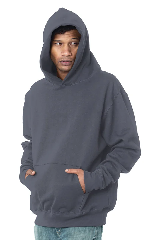 Men's eco-friendly gym hoodie-Bayside Mens Sniper Hooded Sweatshirt Hoodie w/ Pouch Pocket - Dark Grey