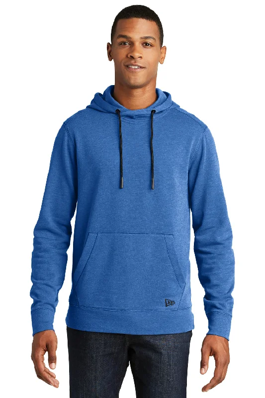 Men's sustainable performance hoodie-New Era Mens Fleece Hooded Sweatshirt Hoodie w/ Pouch Pocket - Heather Royal Blue