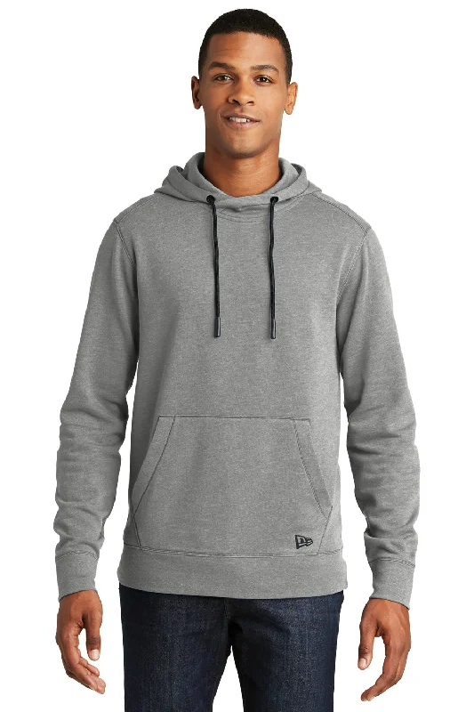 Men's tech-inspired gym hoodie-New Era Mens Fleece Hooded Sweatshirt Hoodie w/ Pouch Pocket - Heather Shadow Grey