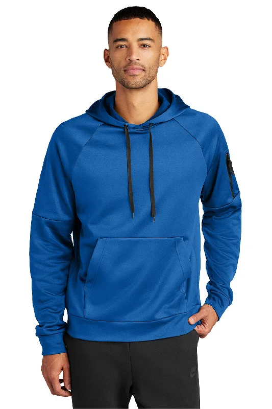 Men's tech-inspired gym hoodie-Nike Mens Therma-Fit Fleece Hooded Sweatshirt Hoodie w/ Pouch Pocket - Game Royal Blue - New