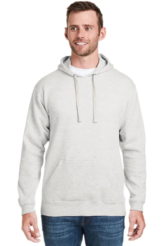 Men's lightweight performance hoodie-J America Mens Tailgate Fleece Hooded Sweatshirt Hoodie w/ Pouch Pocket - Heather Oatmeal