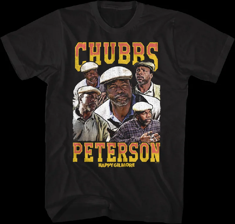 Men's geometric print t-shirt-Chubbs Peterson Collage Happy Gilmore T-Shirt