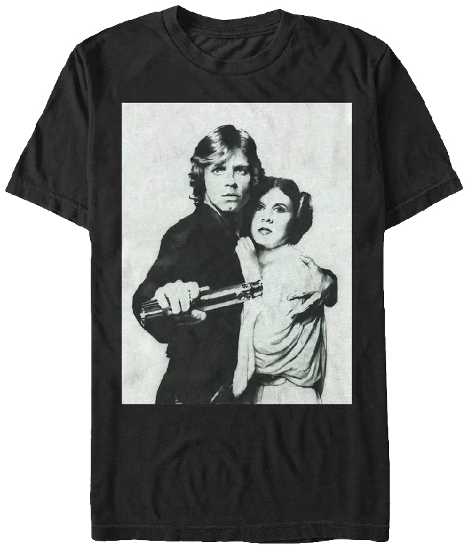 Men's ultra-light t-shirt-Luke Skywalker and Princess Leia Star Wars T-Shirt