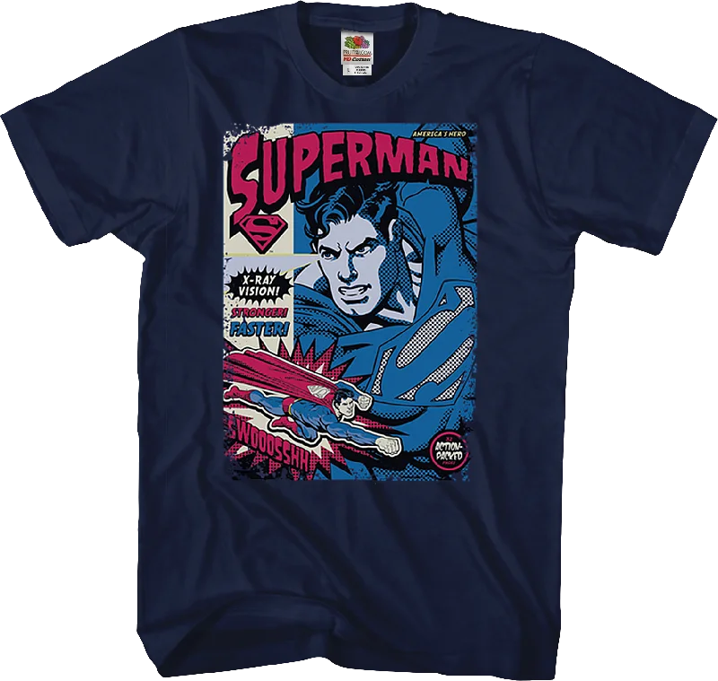 Men's eco-blend t-shirt-Superman Action-Packed DC Comics T-Shirt