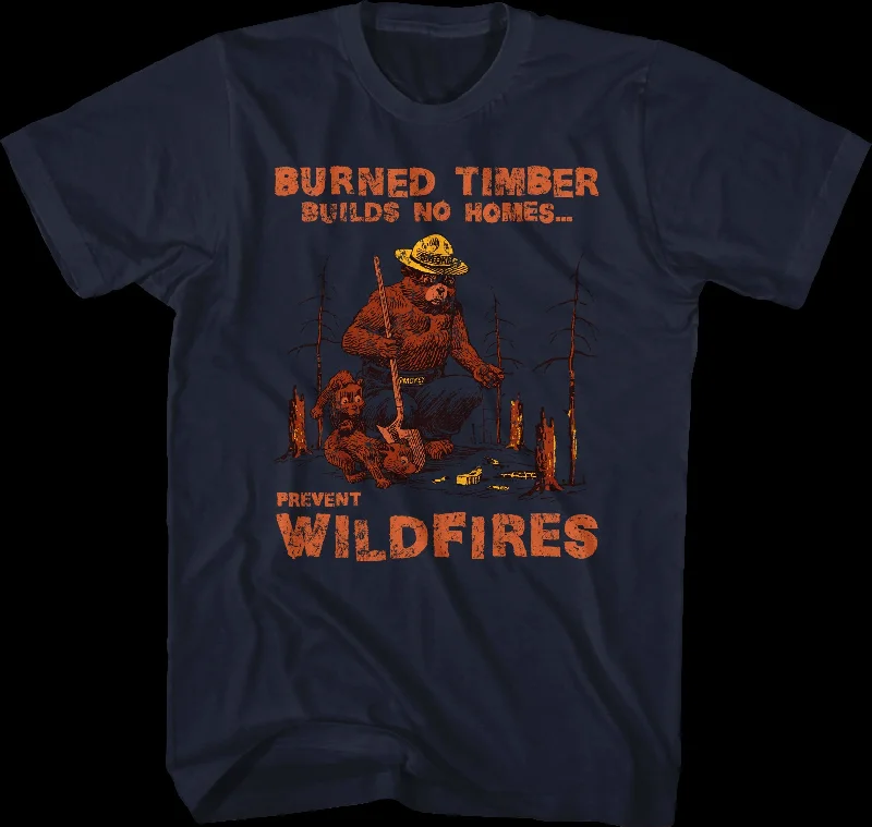 Men's luxury cotton t-shirt-Burned Timber Smokey Bear T-Shirt