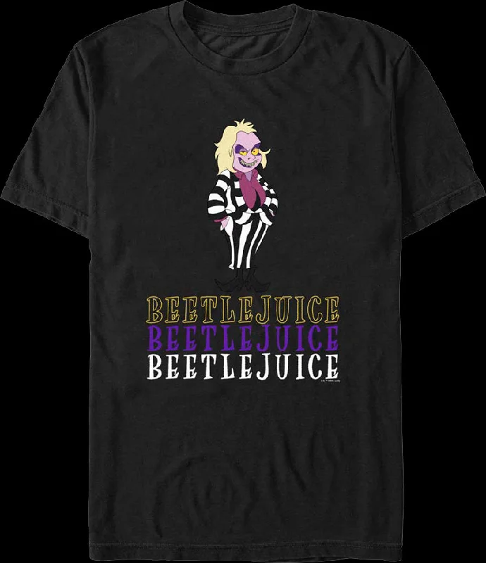 Men's sustainable fashion t-shirt-Animated Beetlejuice Beetlejuice Beetlejuice T-Shirt