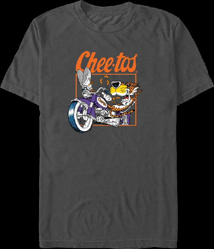 Men's versatile casual t-shirt-Chester Cheetah Motorcycle Cheetos T-Shirt