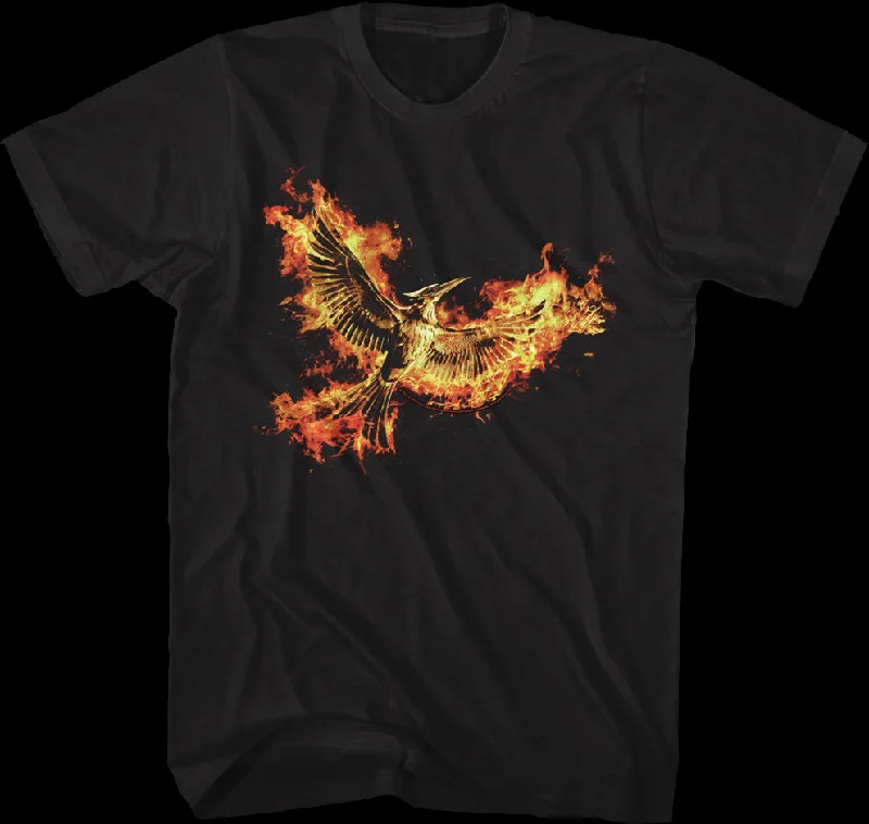 Men's luxury cotton t-shirt-Mockingjay Fire Flight Hunger Games T-Shirt