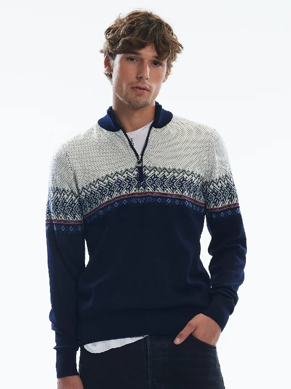 Men's casual knit sweater-Dale of Norway - Hovden Men's Sweater - Navy