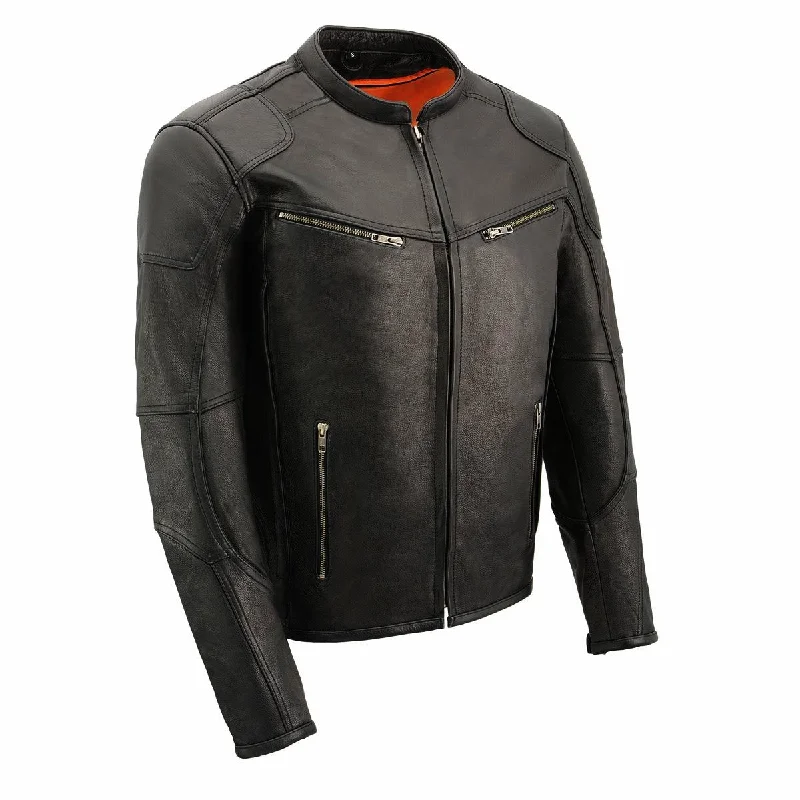 Men's high-stretch blazer-Milwaukee Leather MLM1502 Men's Black 'Cool-Tec' Vented Leather Scooter Jacket