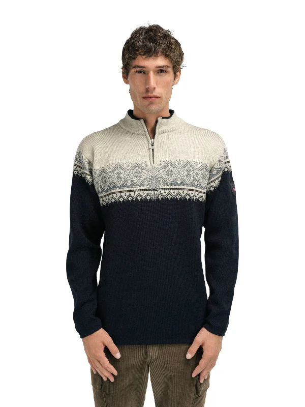 Men's cardigan sweater-Dale of Norway - Moritz Men's Sweater - Black/Sandstone