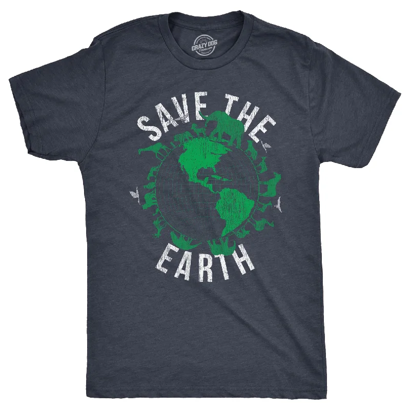 Men's luxury cotton t-shirt-Save The Earth Men's T Shirt