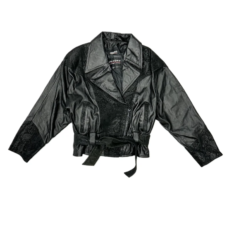 Men's fashion-forward casual jacket-Jacket Moto Leather By Wilsons Leather In Black, Size: M