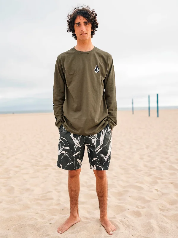 Men's beachwear t-shirt-Iconic Stone Long Sleeve Tee - Military