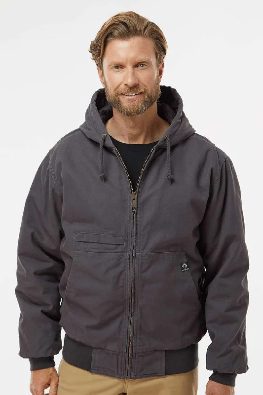 Men's adventure-ready denim jacket-Dri Duck Mens Laramie Canvas Full Zip Hooded Jacket - Charcoal Grey