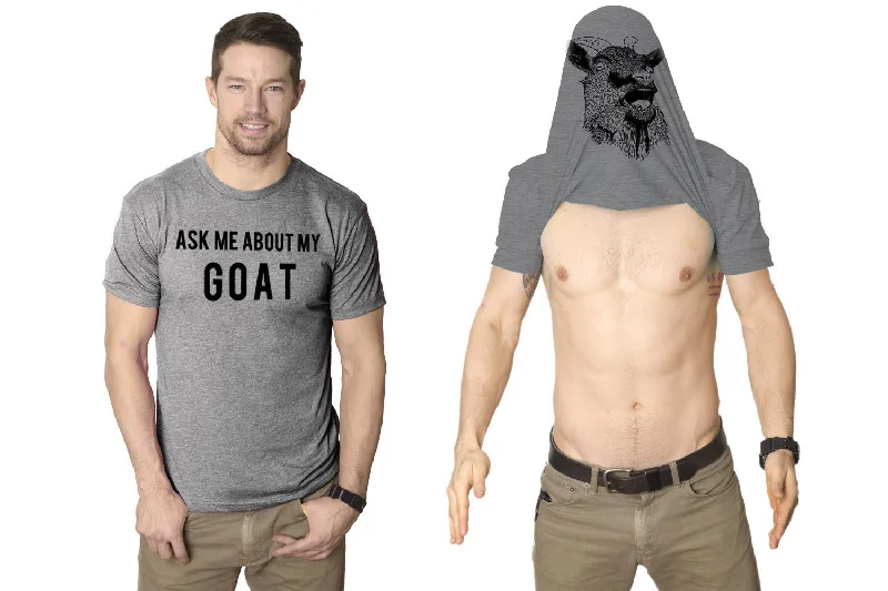 Men's artistic print t-shirt-Ask Me About My Goat Flip Men's T Shirt