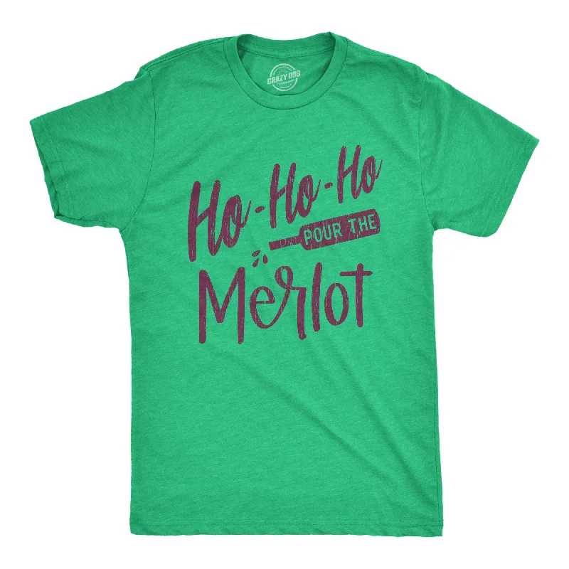 Men's pre-washed t-shirt-Ho Ho Ho Pour The Merlot Men's T Shirt