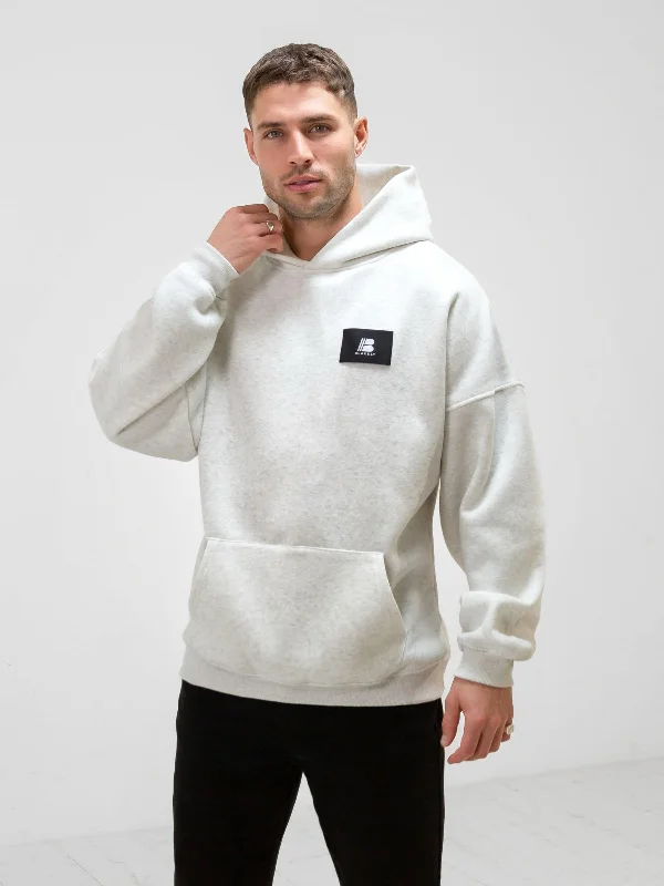 Men's breathable gym hoodie-Apex Label Hoodie - Marl White