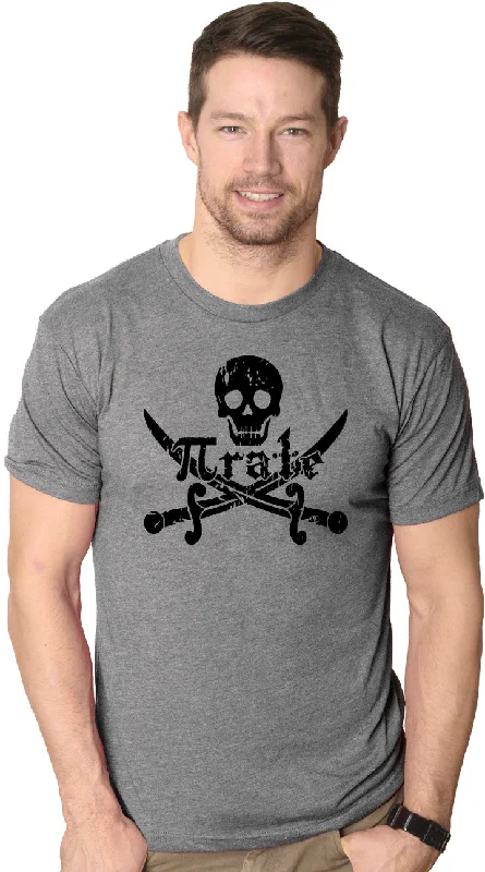 Men's bold stripe t-shirt-Pirate Skull And Crossbones Men's T Shirt