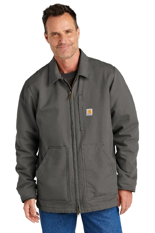 Men's cooling raincoat-Carhartt Mens Sherpa Lined Full Zip Jacket - Gravel Grey