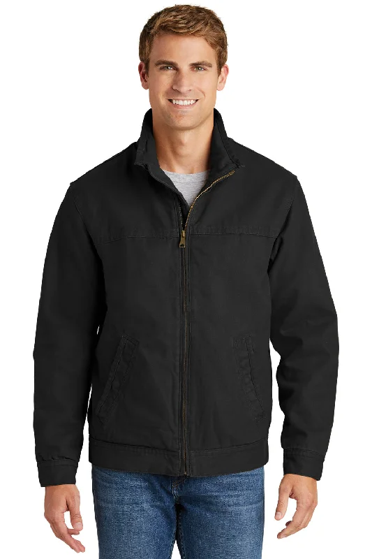 Men's lightweight raincoat-CornerStone Mens Duck Cloth Full Zip Jacket - Black