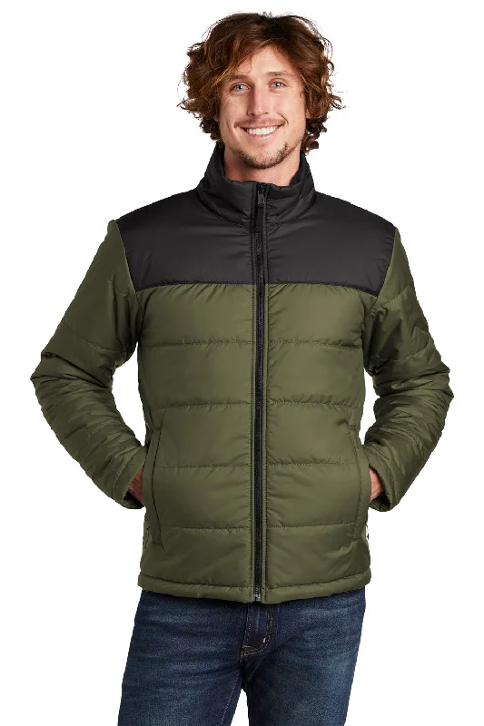 Men's antibacterial windbreaker-The North Face Mens Water Resistant Everyday Insulated Full Zip Jacket - Burnt Olive Green - Closeout