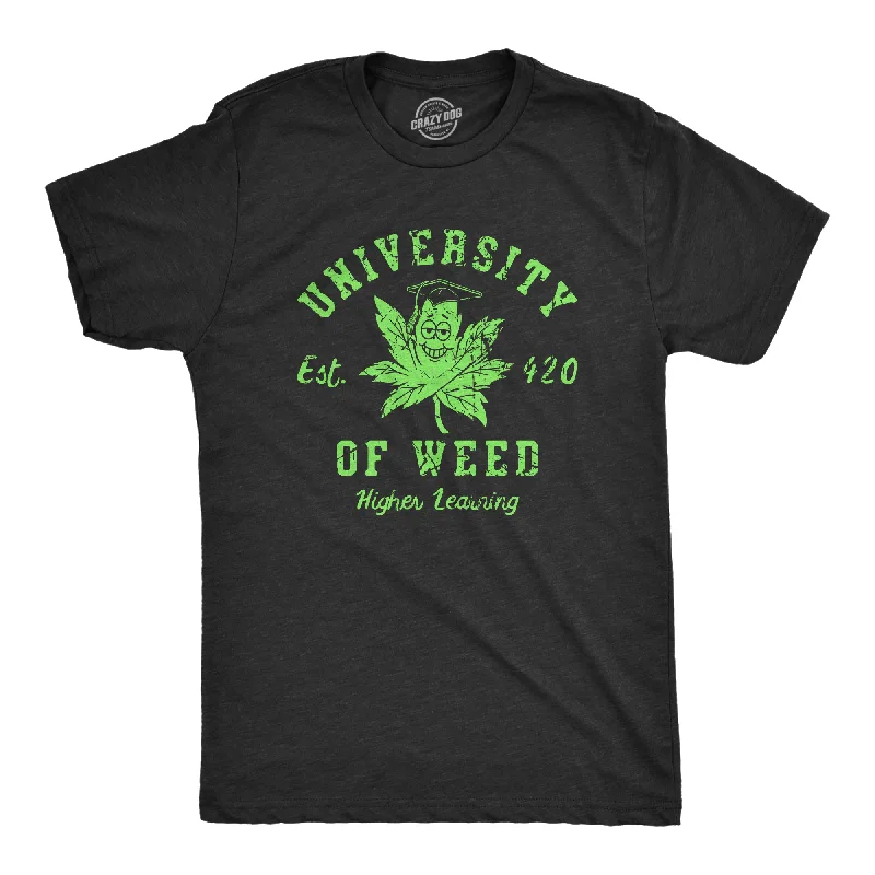 Men's contrast collar t-shirt-University Of Weed Men's T Shirt