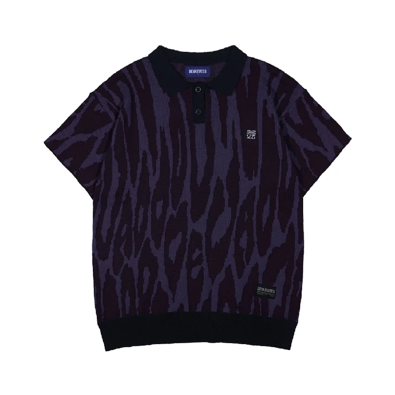 Men's artistic print t-shirt-Pantera Jacquard Knit Polo Shirt - Purple