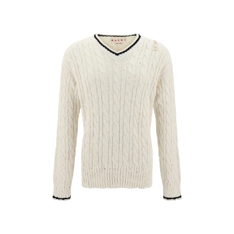 Men's gym sweater-Marni V Neck Men's Sweater