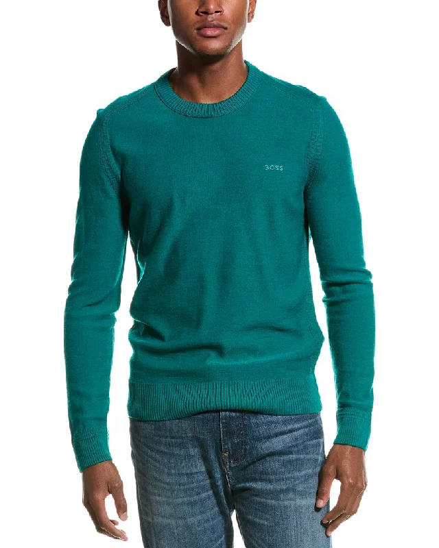 Men's uniform knit-BOSS Hugo Boss Avac Wool-Blend Crewneck Sweater