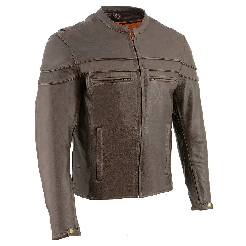 Men's high-performance hiking jacket-Milwaukee Leather ML1408RT Men's Retro Brown 'Savage' Sporty Crossover Retro Leather Jacket