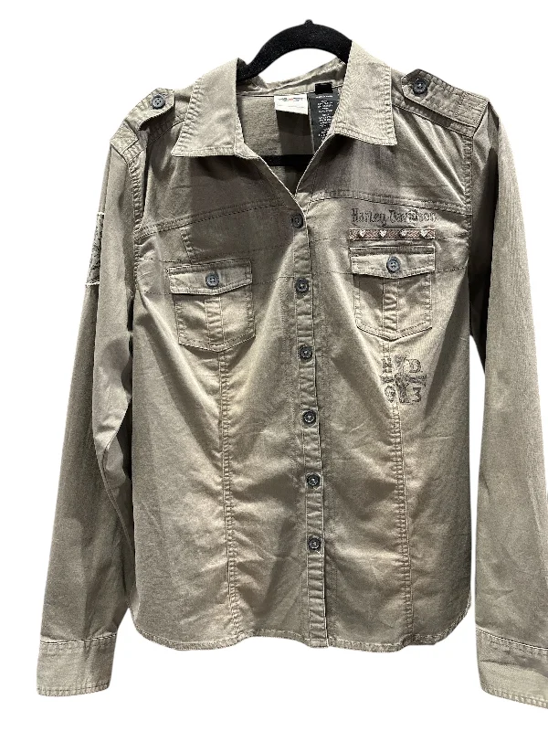 Men's weatherproof denim jacket-Jacket Shirt By Harley Davidson In Grey, Size: Xl