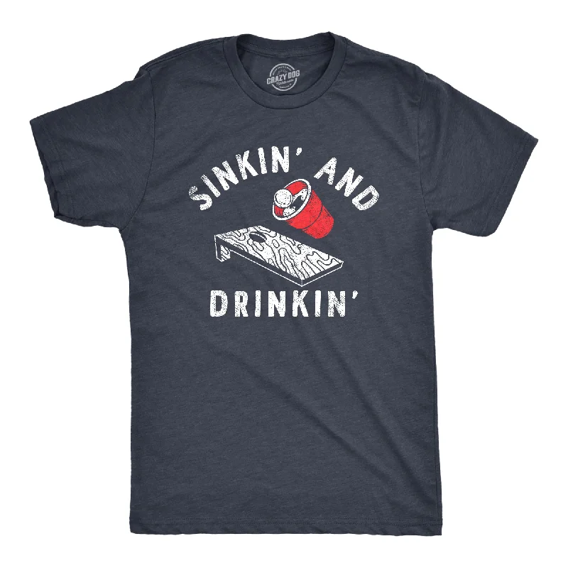 Men's moisture-wicking athletic t-shirt-Sinkin And Drinkin Beer Men's T Shirt