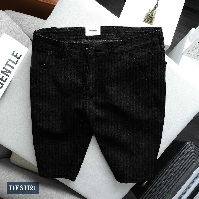 Men's weather-resistant gym shorts-Denim Shorts - Black Line