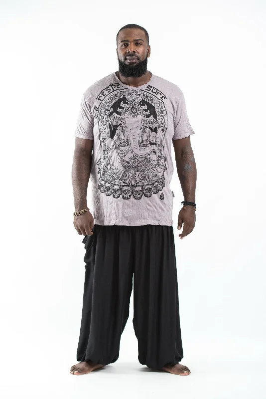 Men's yoga wear t-shirt-Plus Size Mens Batman Ganesh T-Shirt in Gray