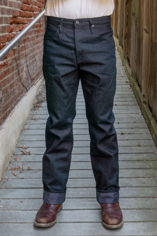 mens cotton pants-Freenote Cloth Belford - 14oz Black Grey Denim