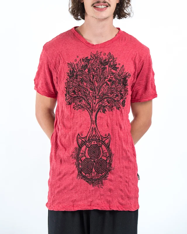 Men's sustainable fashion t-shirt-Mens Celtic Tree T-Shirt in Red