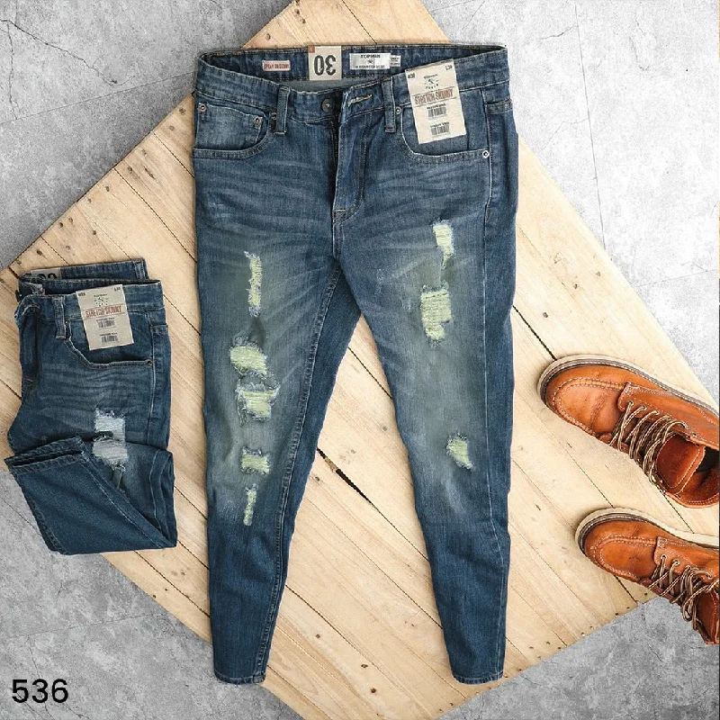 mens vintage pants-Stone Blue Island Ripped Jeans - 536