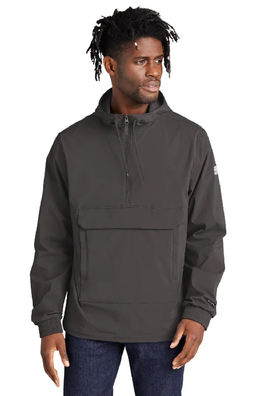 Men's sustainable fleece jacket-The North Face Mens Wind & Water Resistant Packable 1/4 Zip Anorak Hooded Jacket - Asphalt Grey - Closeout