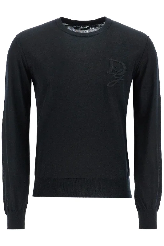 Men's weekend sweater-Dolce & Gabbana Men's Cashmere Sweater With Dg Embroidery