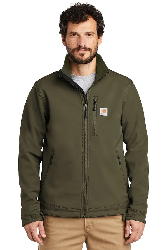 Men's adventure-ready denim jacket-Carhartt Mens Crowley Wind & Water Resistant Full Zip Jacket - Moss Green - Closeout