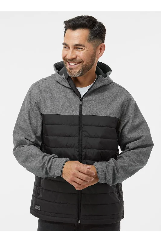 Men's gym-ready packable jacket-Dri Duck Mens Pinnacle Water Resistant Puffer Full Zip Hooded Jacket - Heather Black/Black