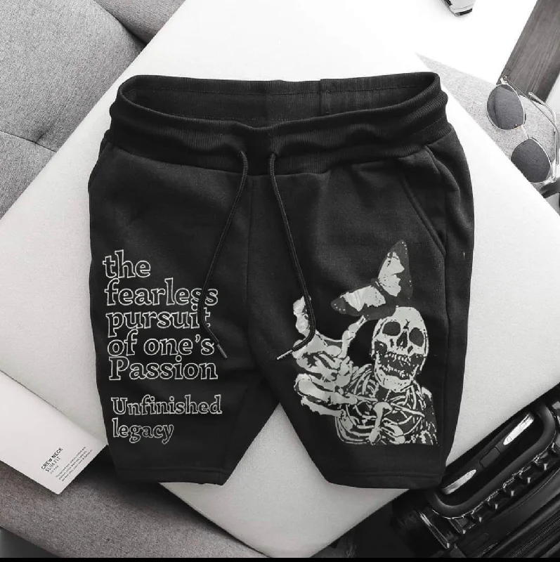 Men's sporty board shorts-Skeleton Bermuda Shorts - Black 697