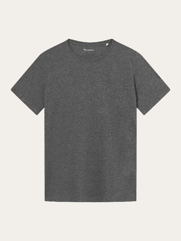 Men's yoga wear t-shirt-Regular fit Basic tee - Dark Grey Melange