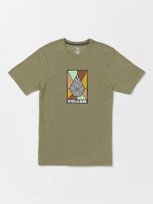 Men's bold stripe t-shirt-Mosiac Short Sleeve Tee - Thyme Green Heather