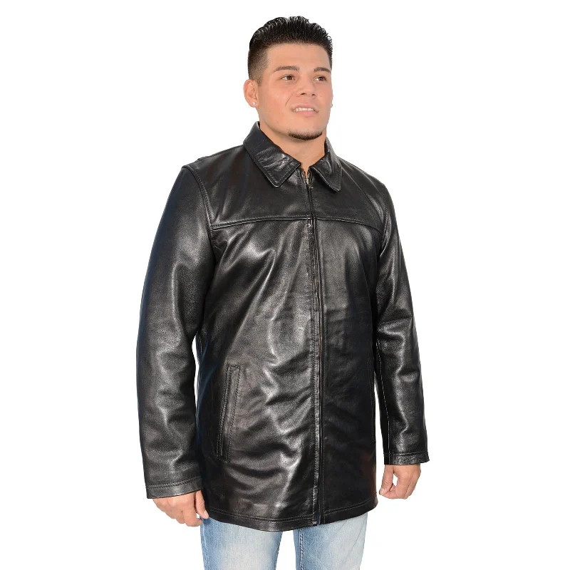 Men's active wear jacket-Milwaukee Leather SFM1820 Men's Classic 'JD' Black Lambskin Leather Jacket with Zipper Closure