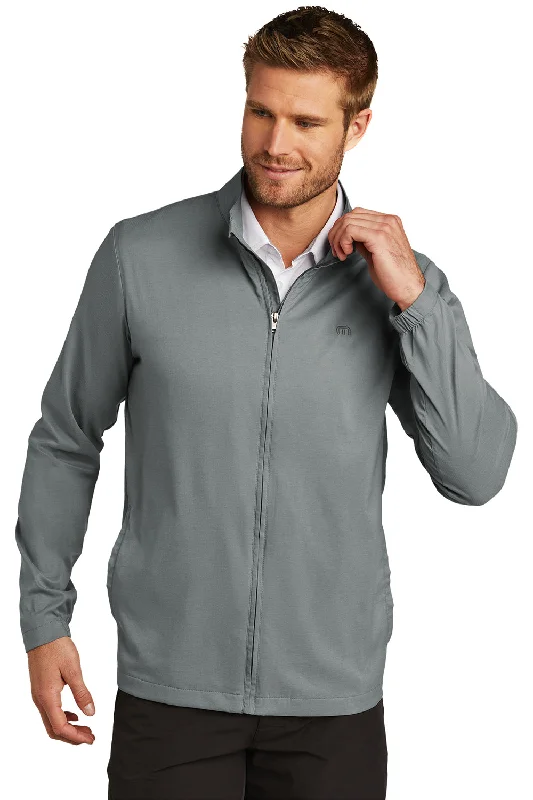 Men's breathable leather jacket-TravisMathew Mens Surfside Full Zip Jacket - Heather Quiet Shade Grey